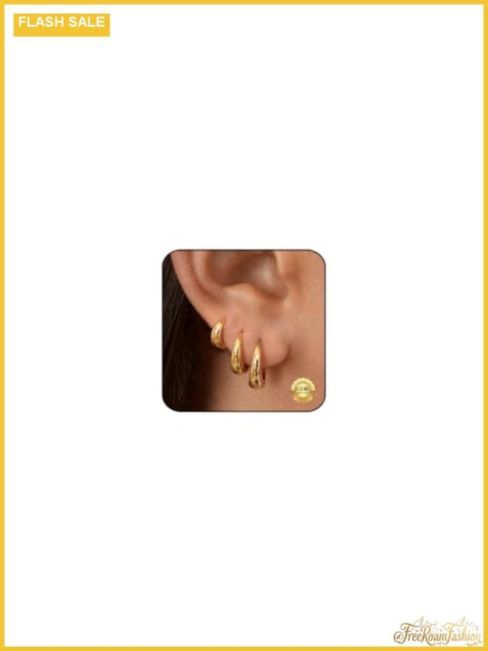 14k Plated Hypoallergenic Gold Hoop Earrings Set - Huggie Cartilage Earrings